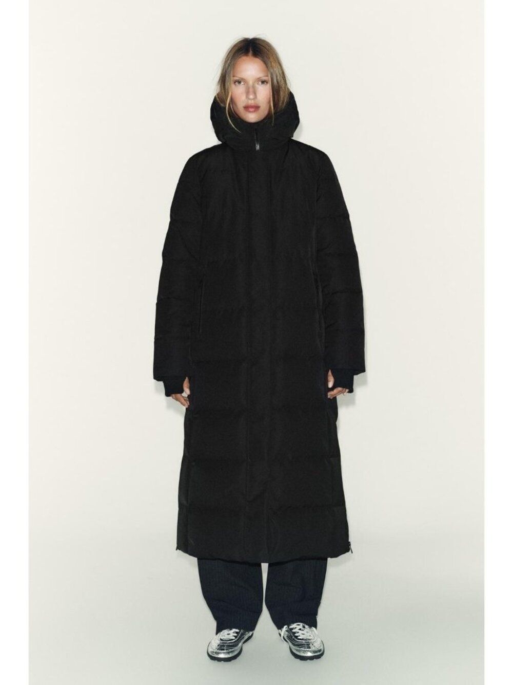 Zara Womens Coat Jacket Small Black Water Repellent Down Feather 3046/247 NWT